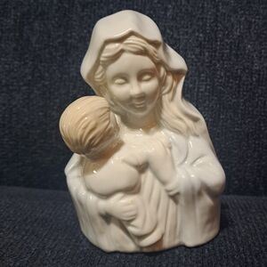 Cream Ceramic Mother and Child Figurine